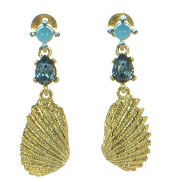 Oscar de la Renta Shell Drop Crystal Earrings